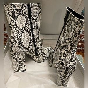 Snake print ankle boots